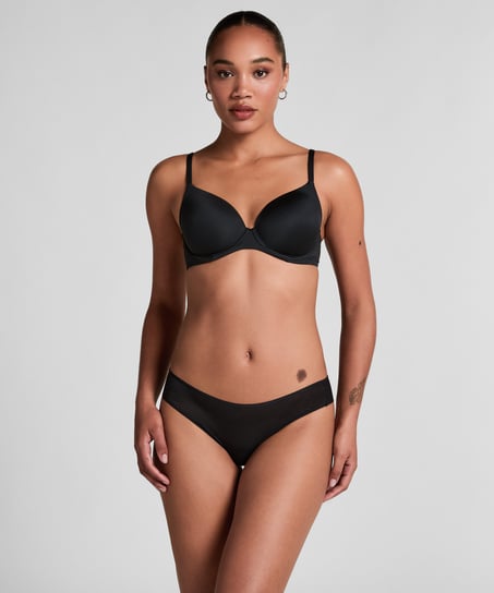 Slip brésilien invisible Stripe mesh, Noir