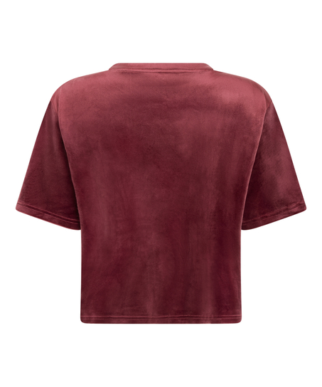 Top Velours Pocket, Rouge