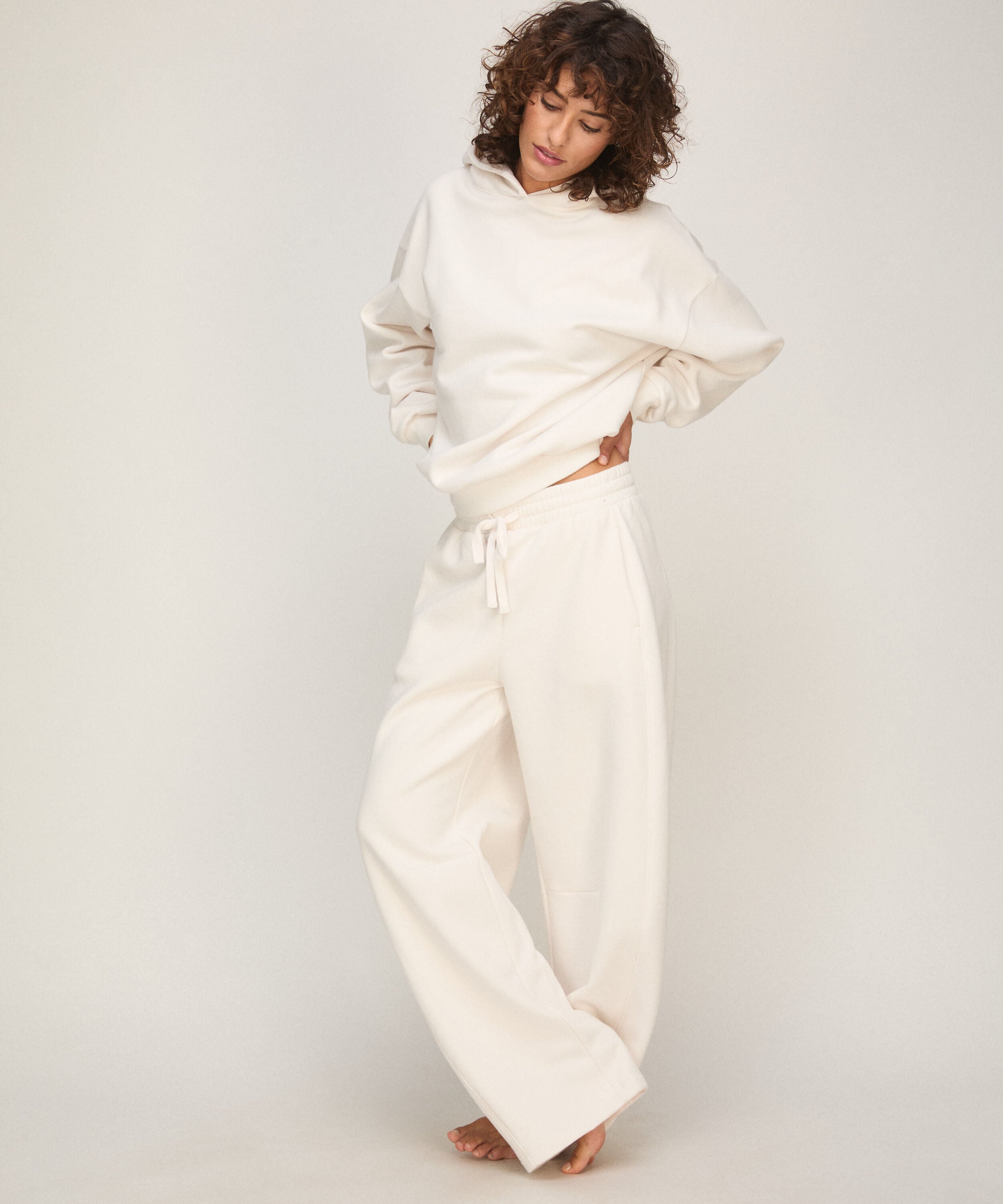 Pantalon Barrel en Molleton Brossé