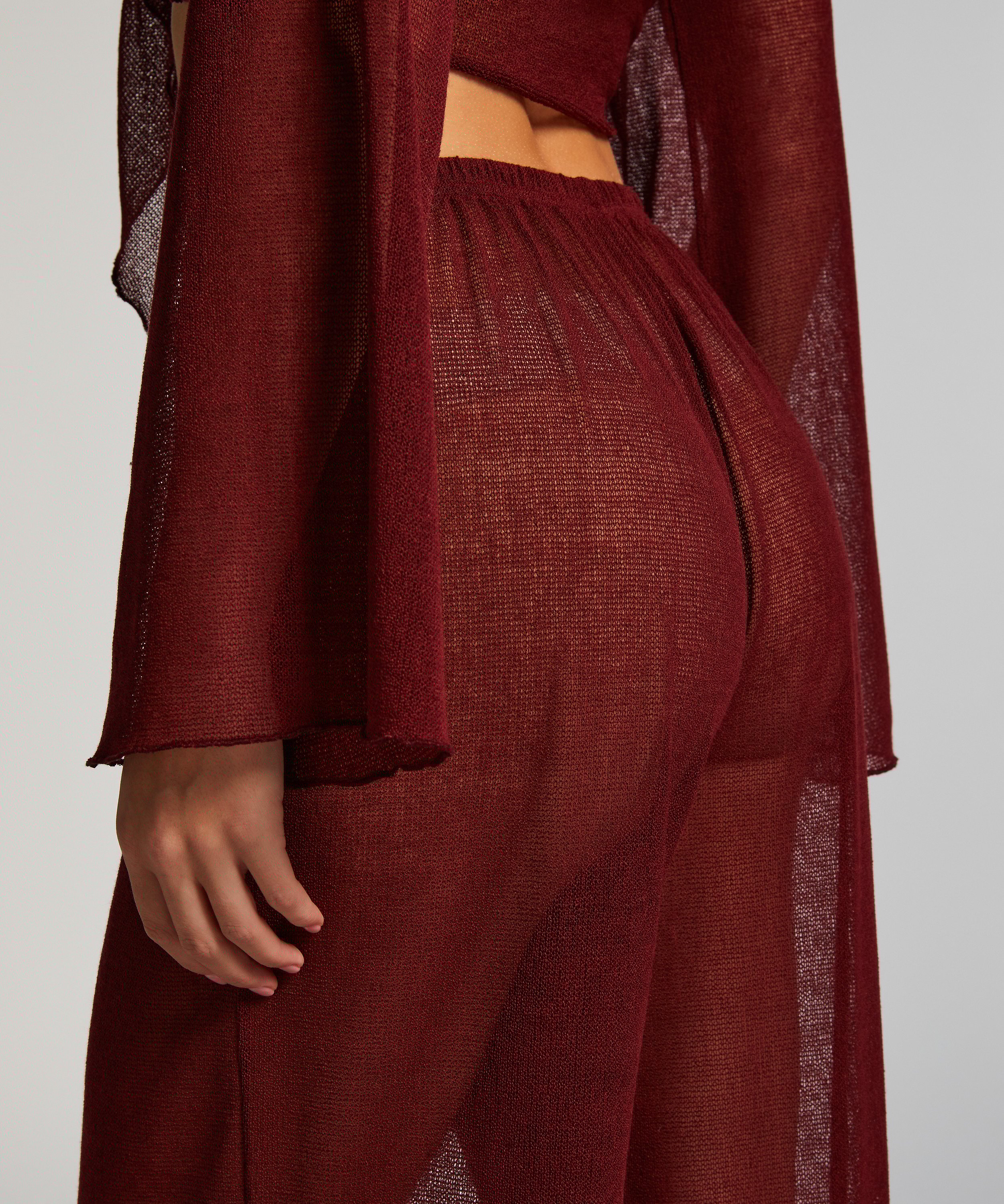 Pantalon de plage en maille ouverte, Rouge, main