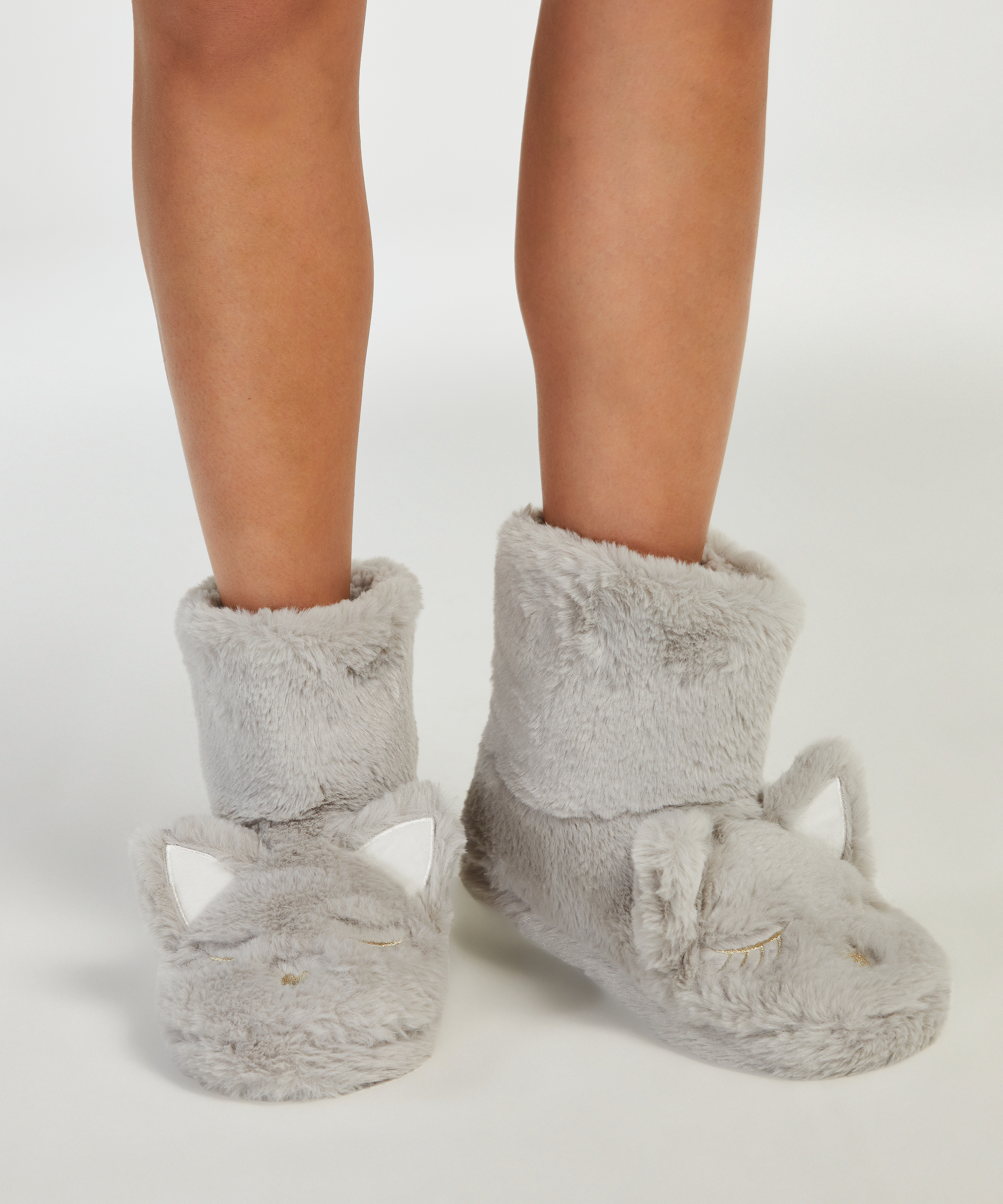 Pantoufles Chat, Gris, main