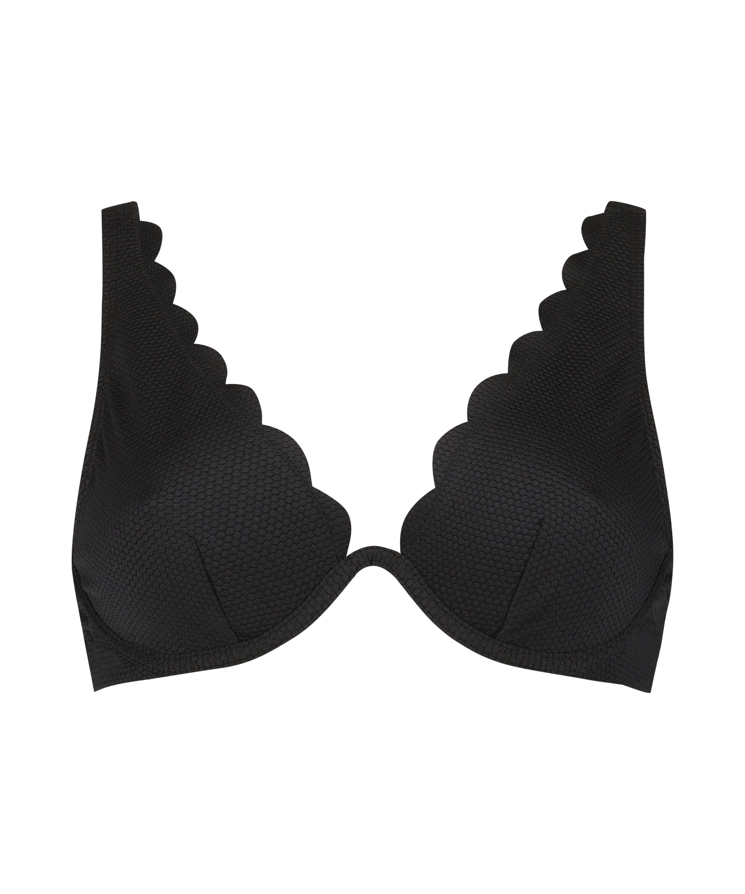 Haut de bikini à armatures non préformé Scallop, Noir, main
