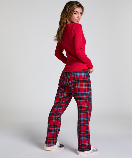 Top à encolure en V à manches longues, Rouge