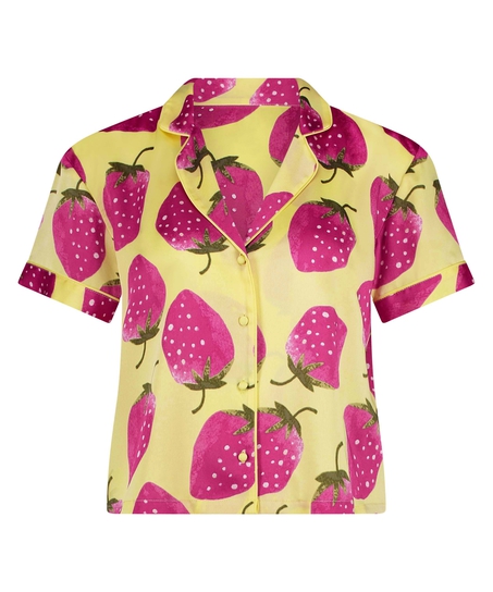 Veste à manches courtes en satin, Jaune