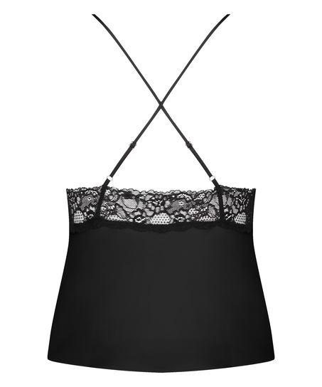 Caraco en satin Marcela, Noir