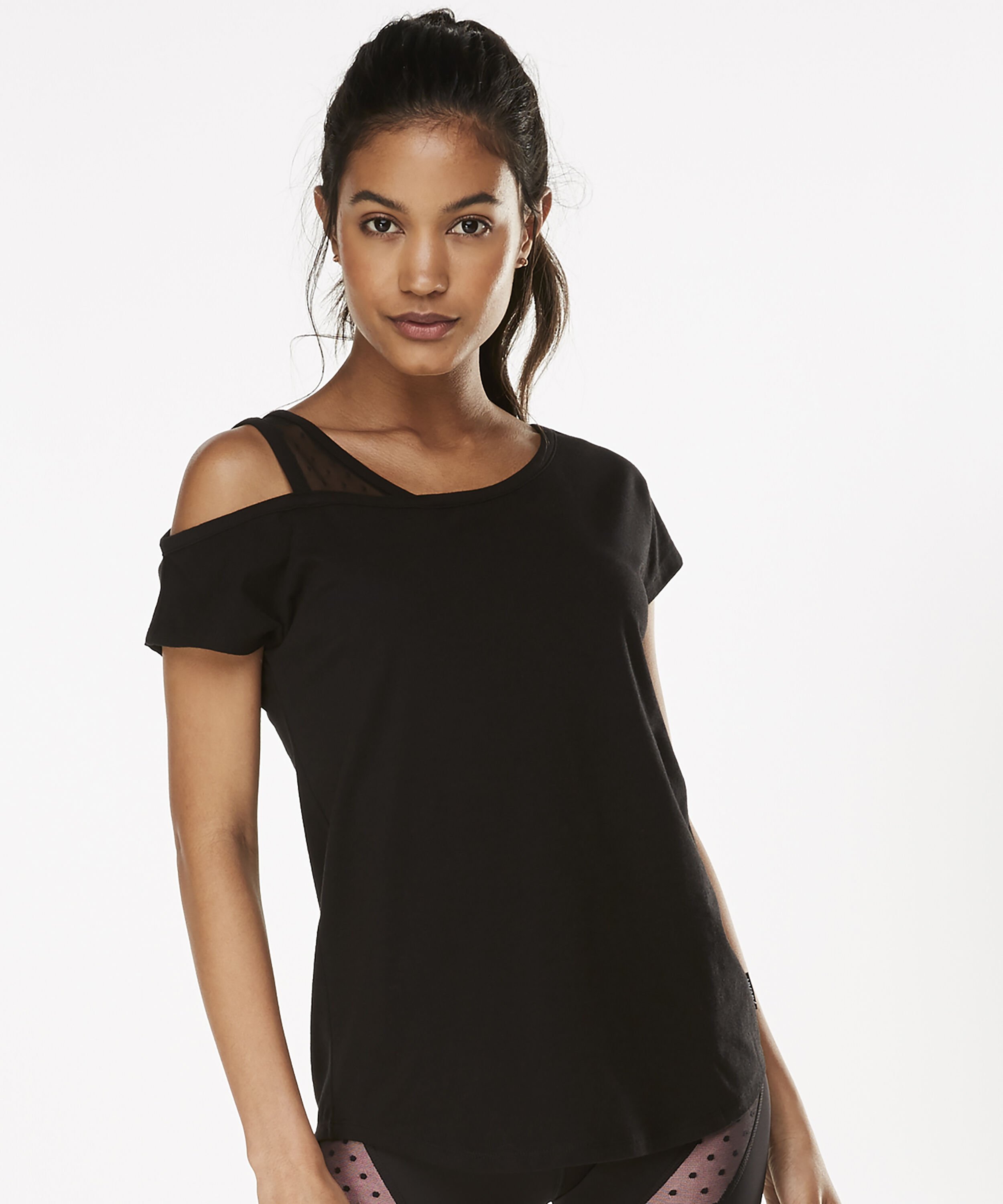 Top de sport à manches courtes HKMX Branded, Noir