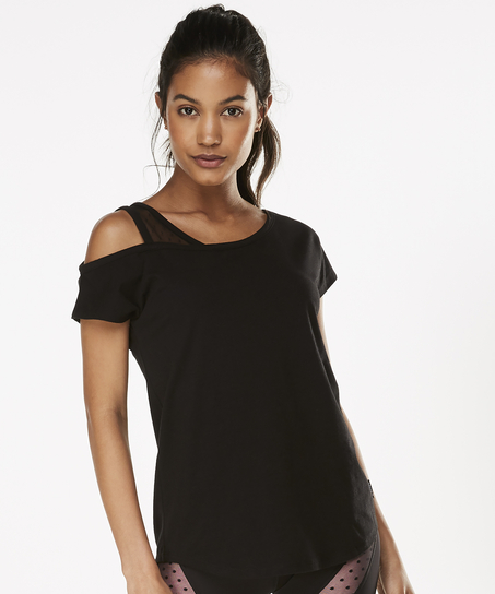 Top de sport à manches courtes HKMX Branded, Noir