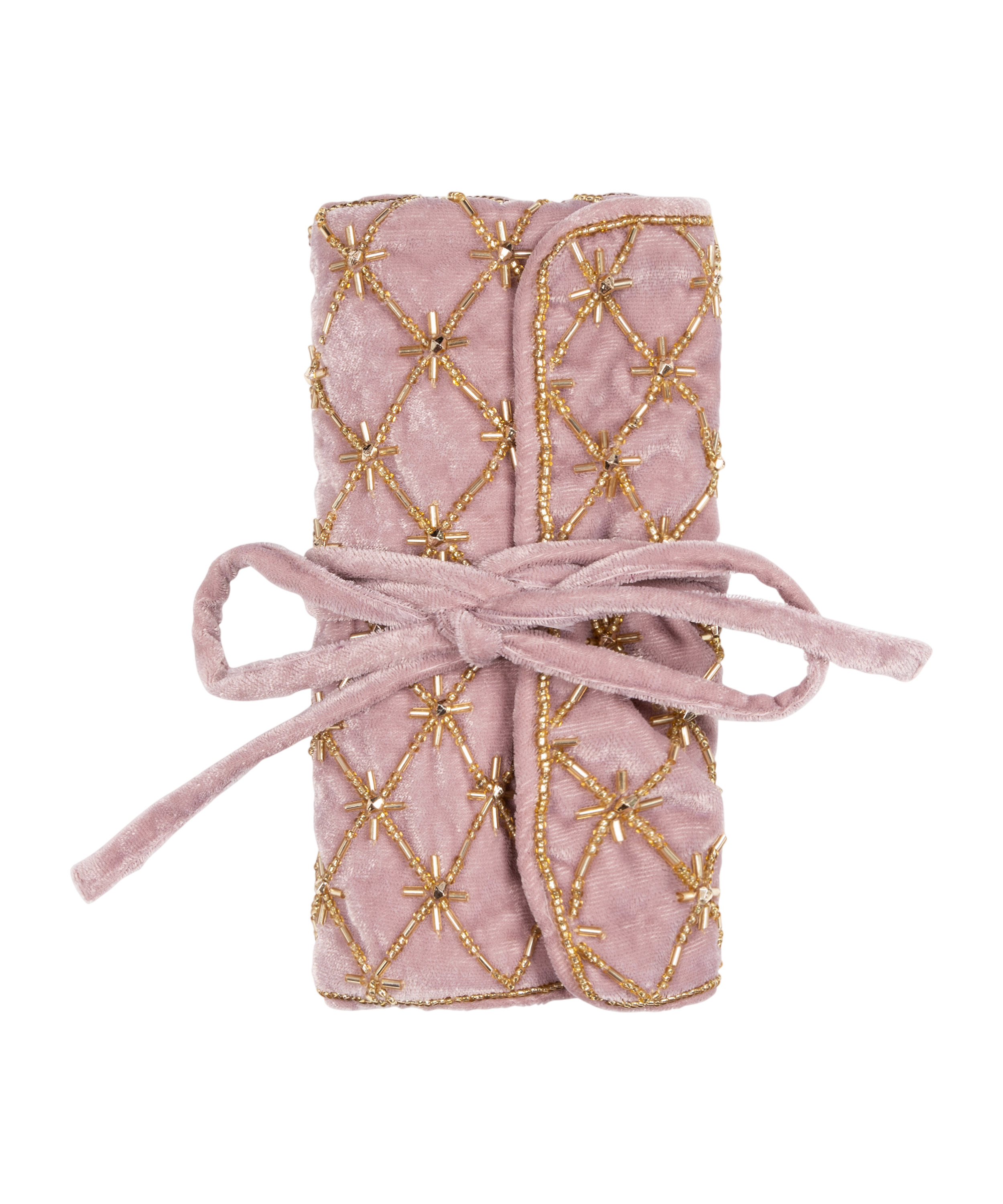 Pochette perlée pour bijoux, Rose, main