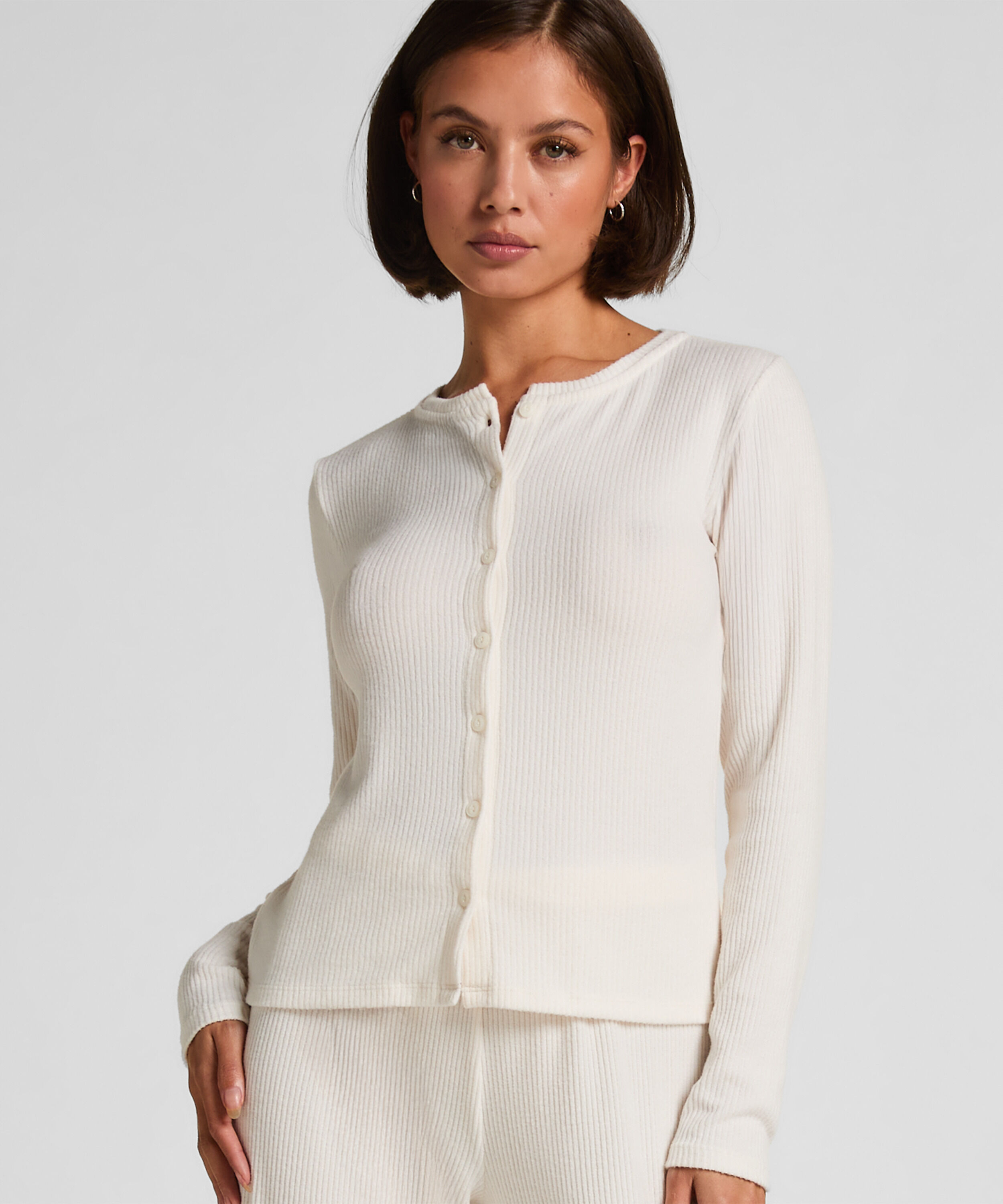 Gilet en Jersey Côtelé, Blanc