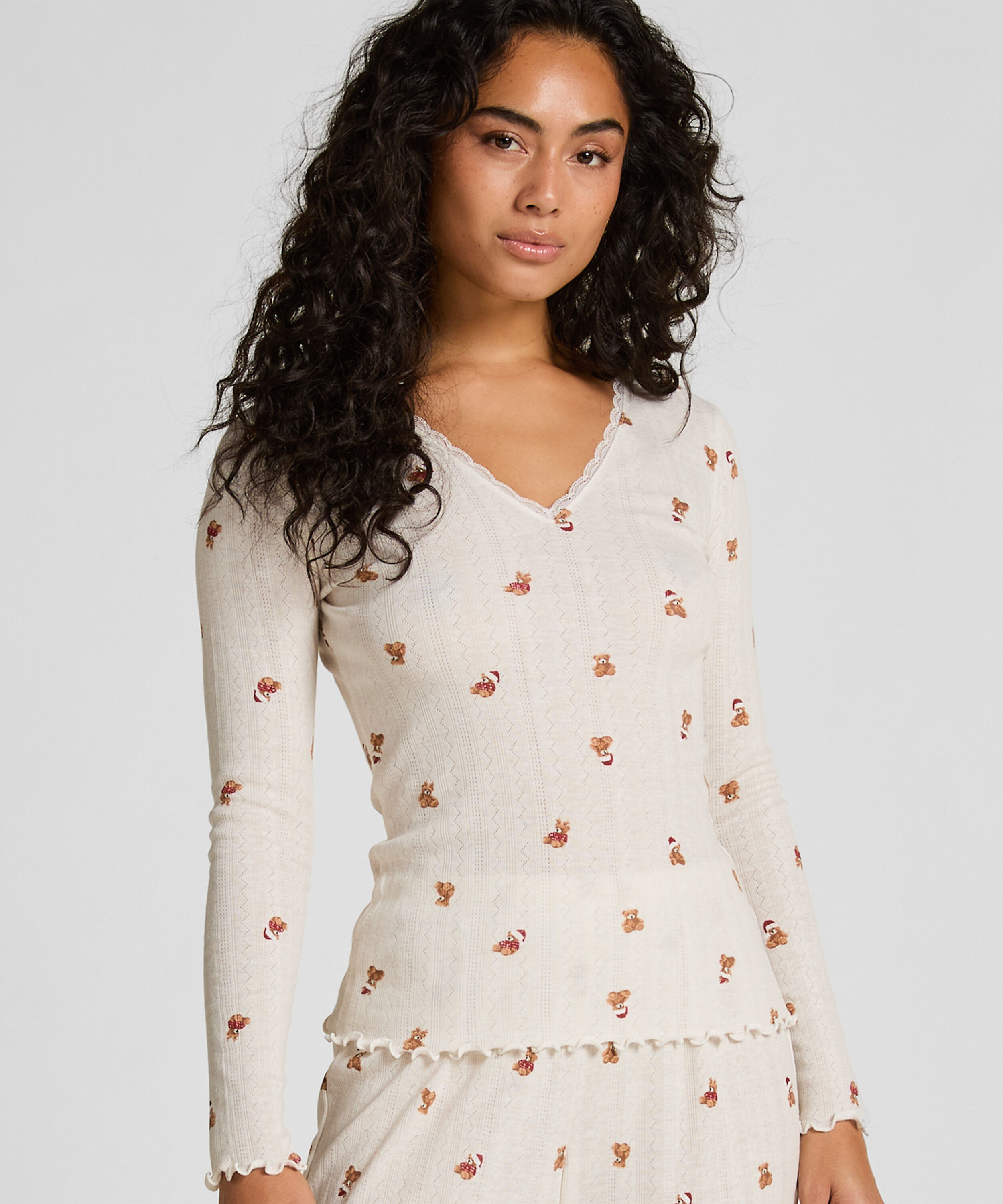 Haut de pyjama Pointelle, Blanc