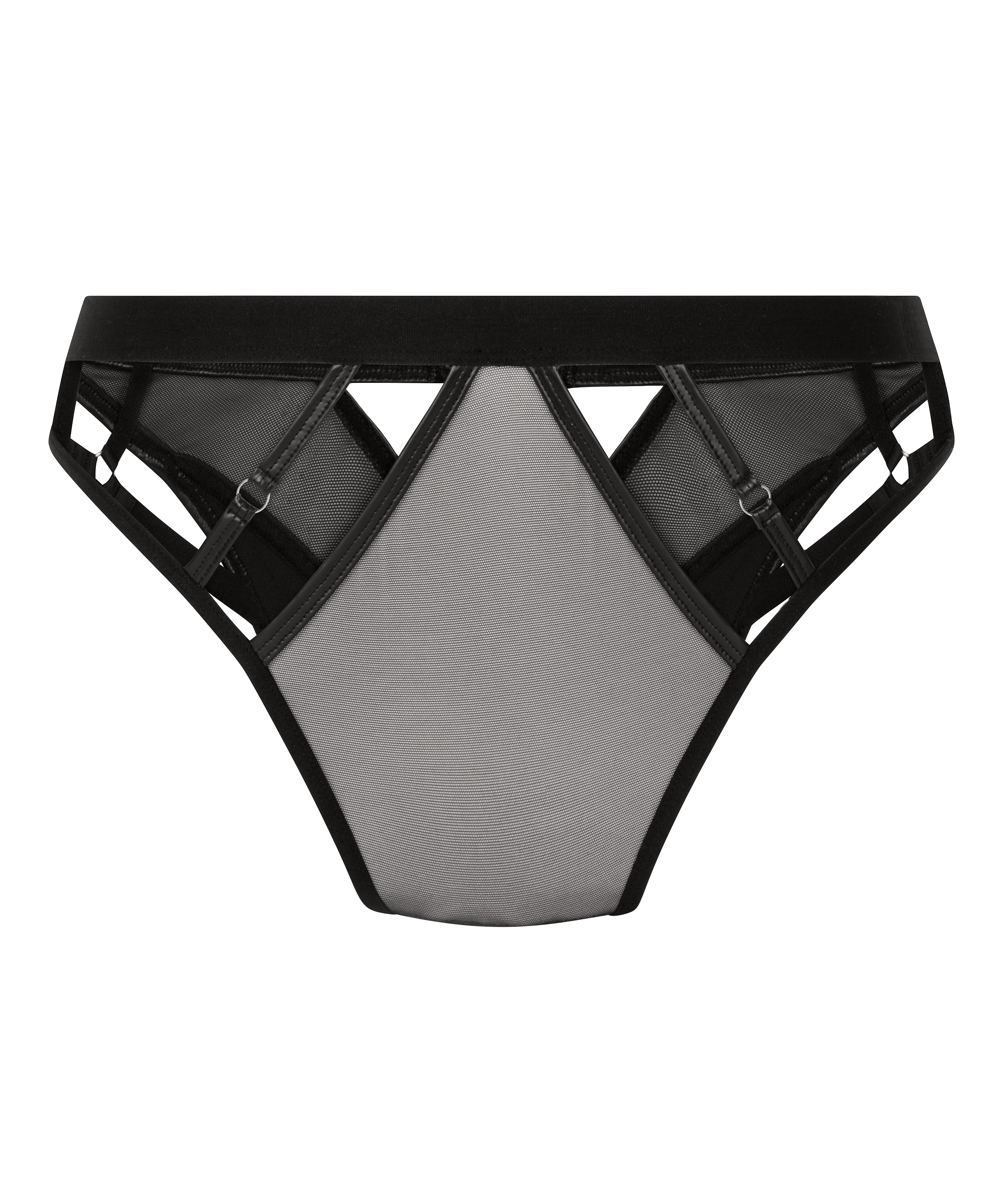 Culotte brésilienne jambe haute Zelda, Noir, main
