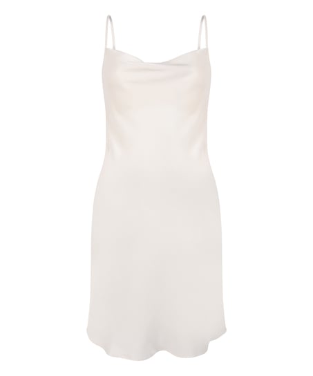 Robe nuisette en satin Minimal, Blanc