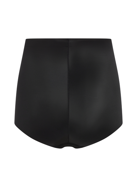Culotte taille haute avec gaine sculptante en dentelle scuba, Noir