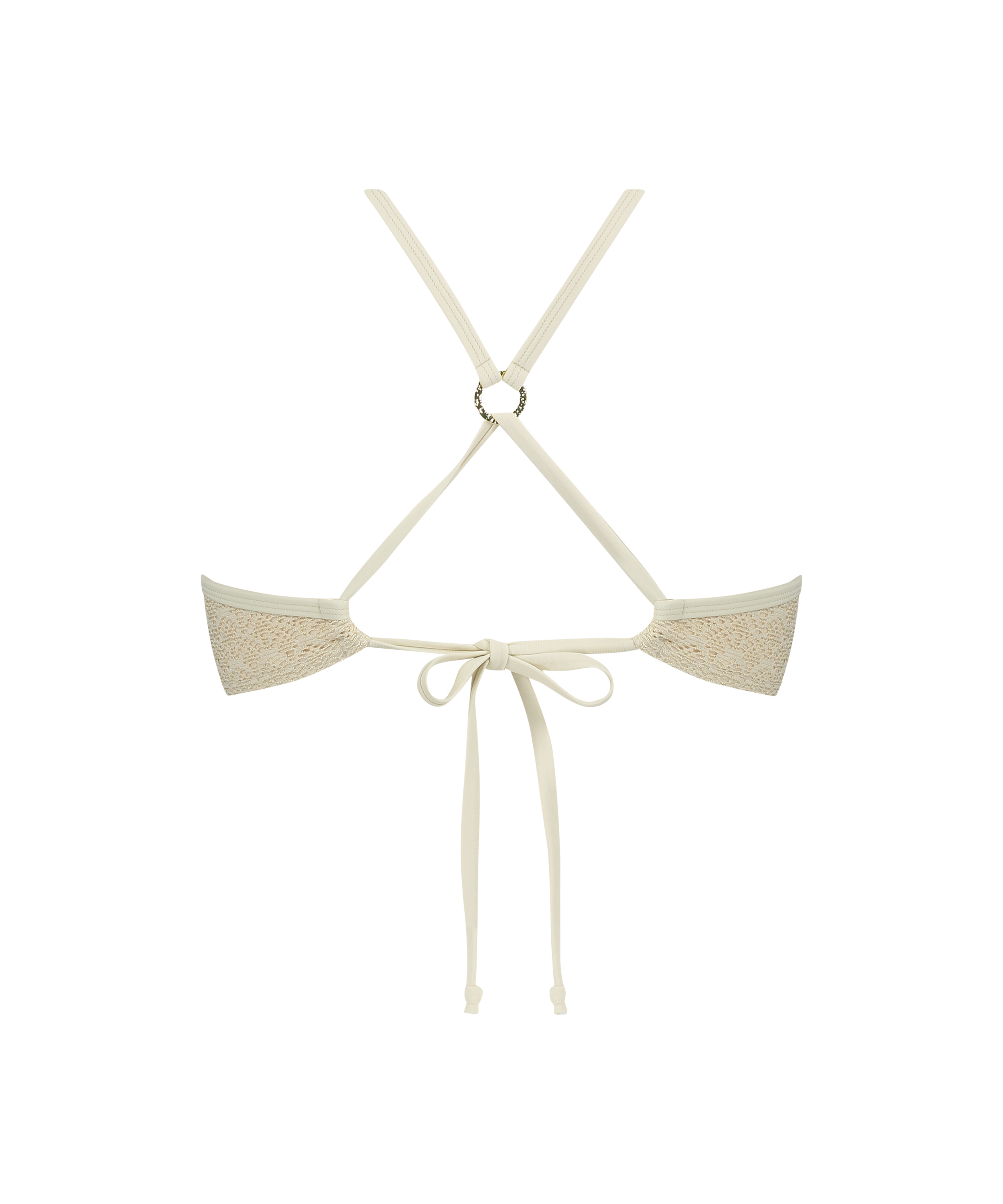 Crochet Bikini push-up Lurex Top, Blanc, main