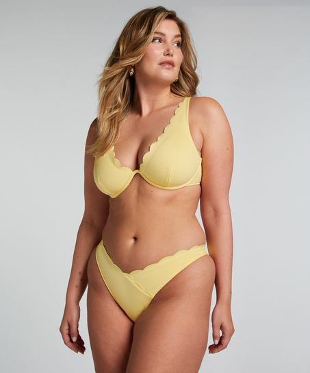 Slip de Bikini Échancrés Scallop, Jaune