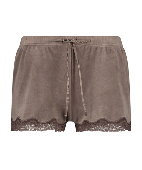 Short velours dentelle, Marron