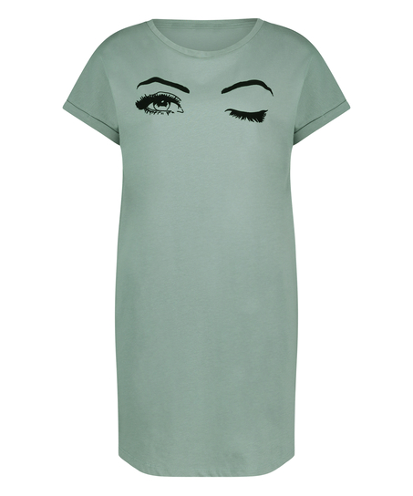 Chemise de nuit à col rond, Bleu