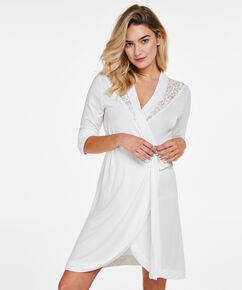 Peignoir Modal Lace, Blanc