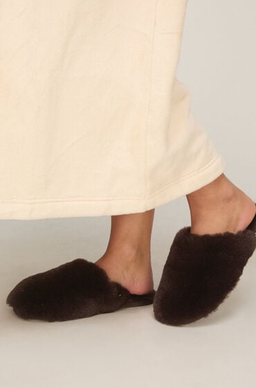 Hunkemöller Chaussons Faux Fur Marron