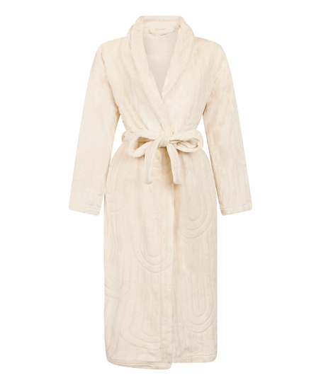 Robe de chambre longue en Fleece, Blanc