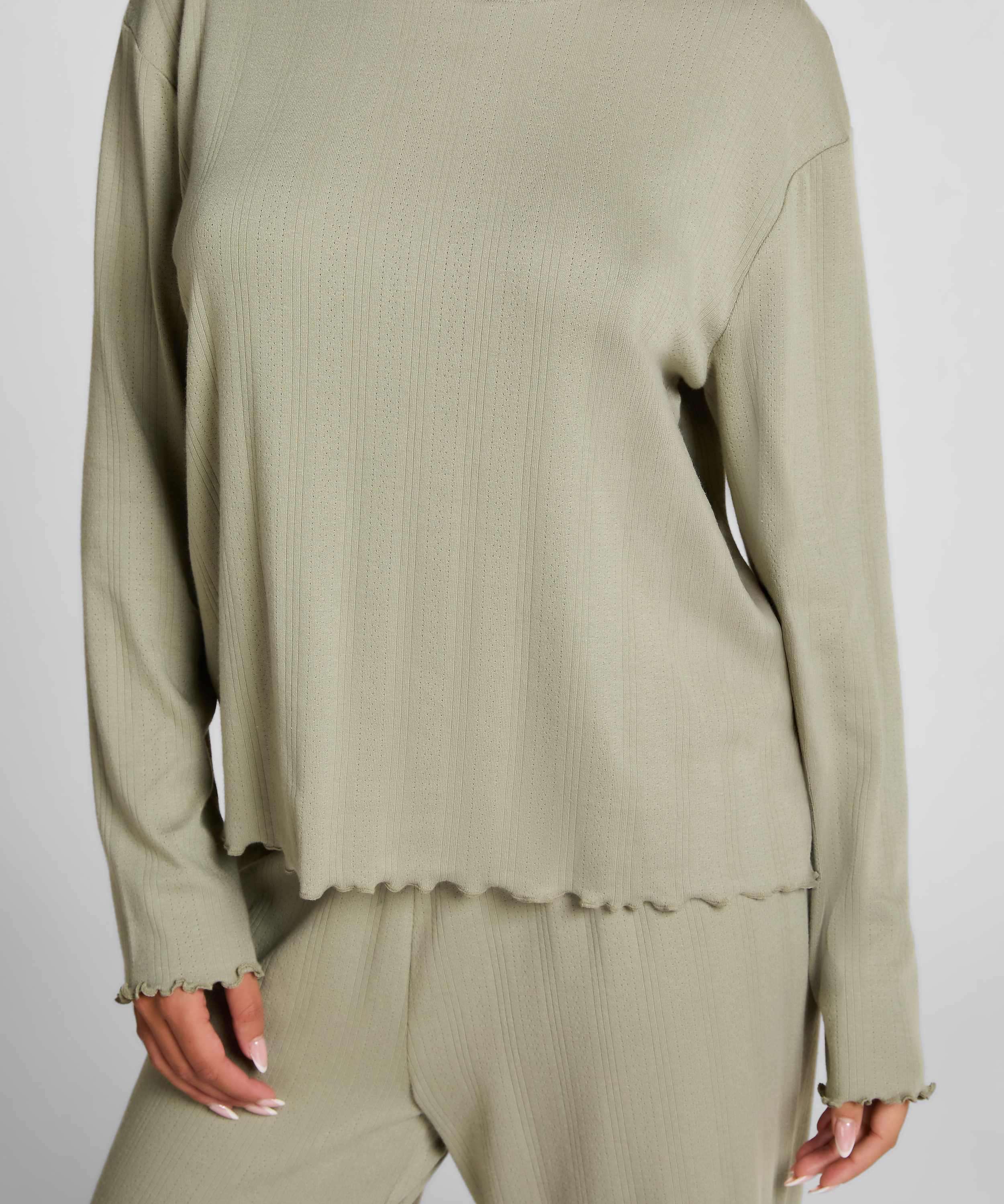Pyjama Top Loose Pointelle, Vert, main