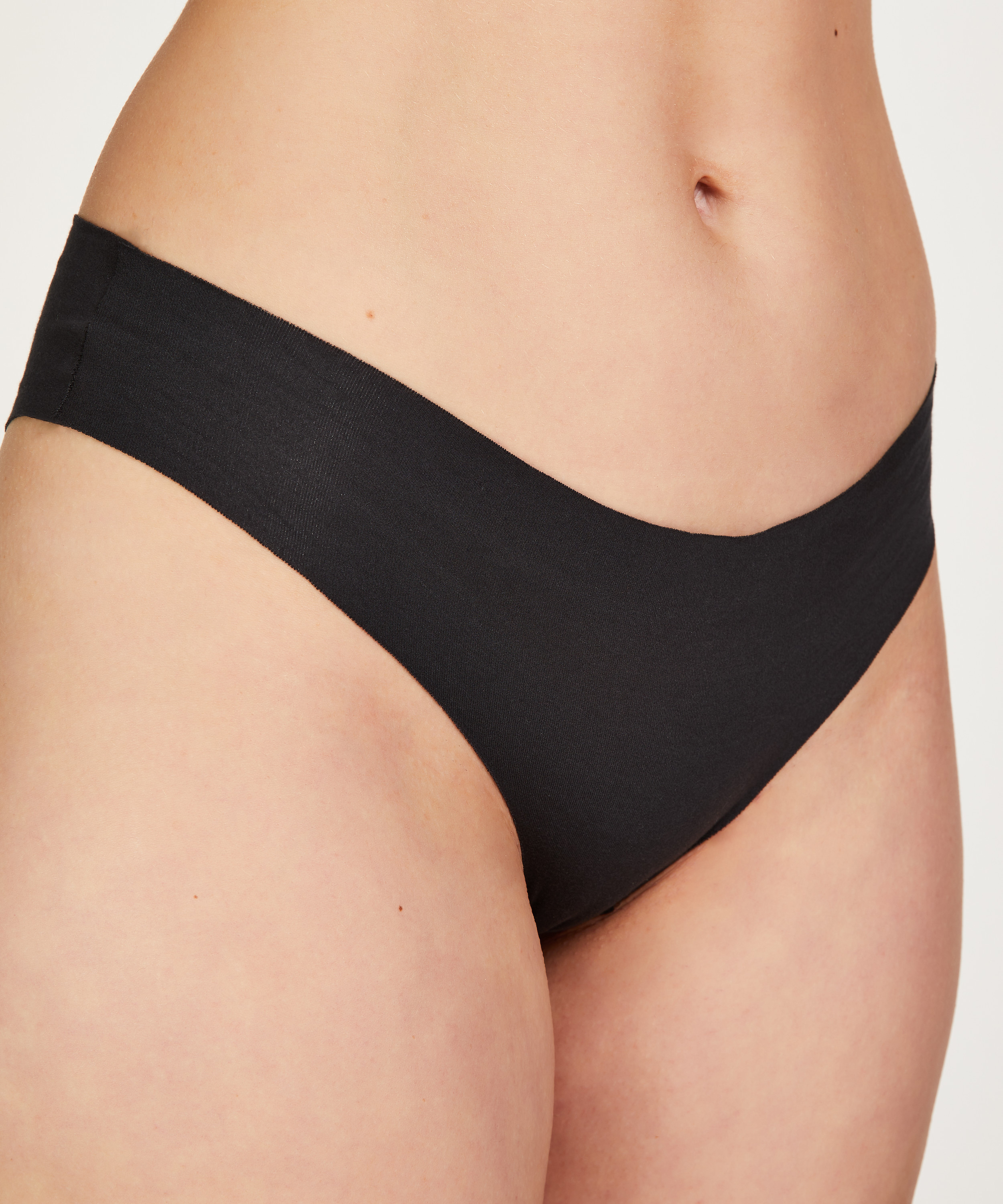 Lot de 6 slips brésiliens invisibles en coton, Bleu, main