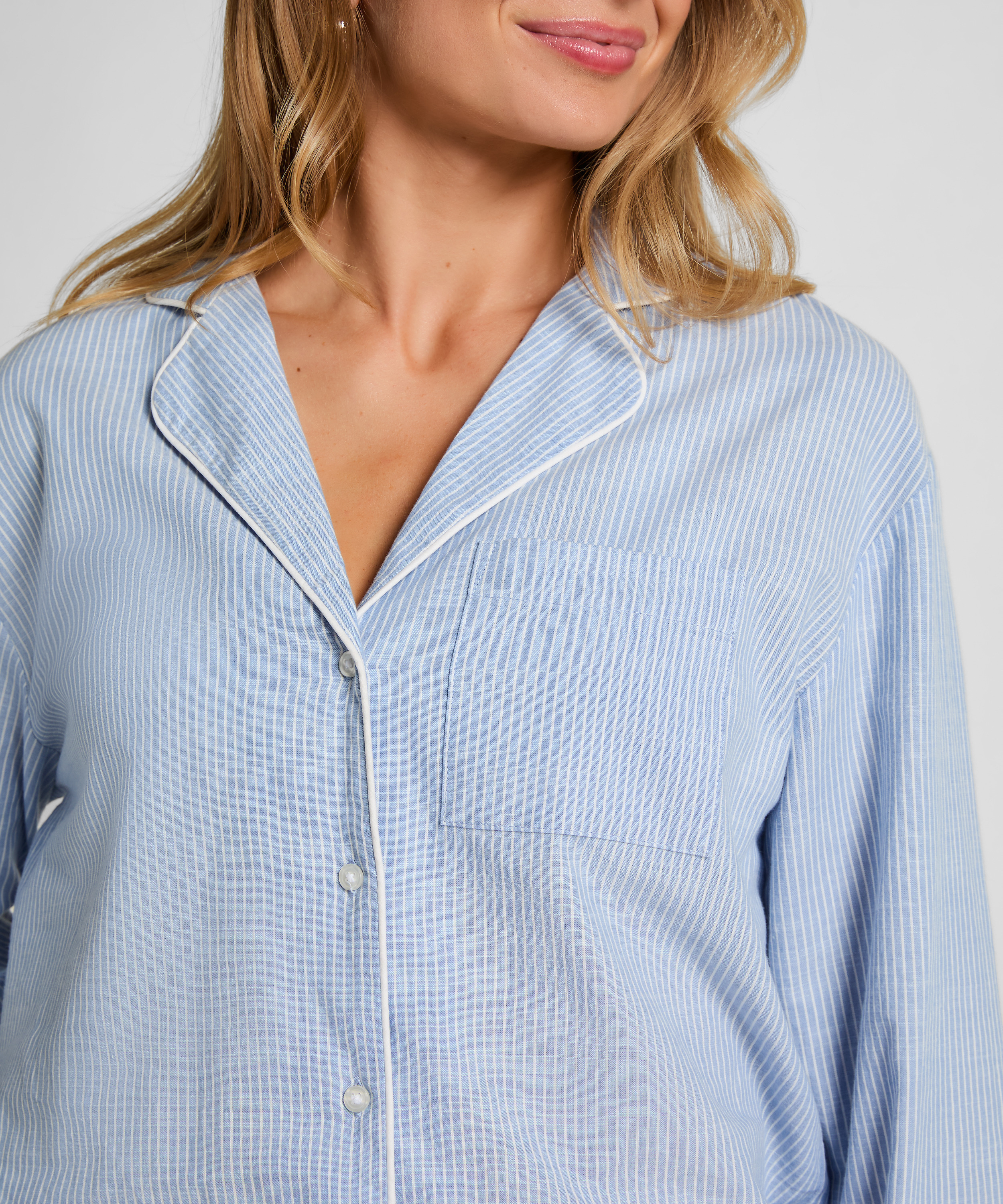 Chemise en coton, Bleu, main