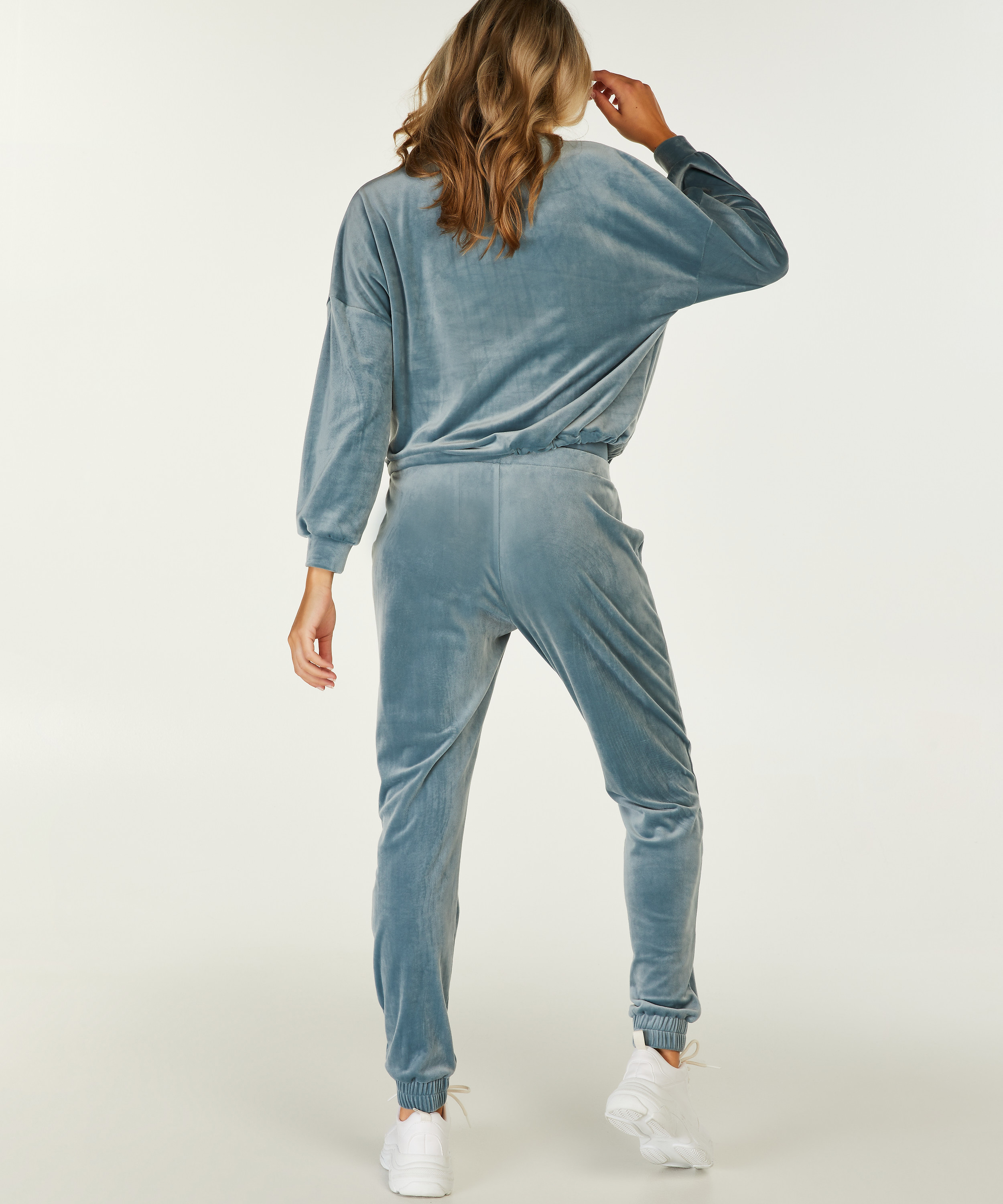 Pantalon de survêtement de maternité en velours, Bleu, main