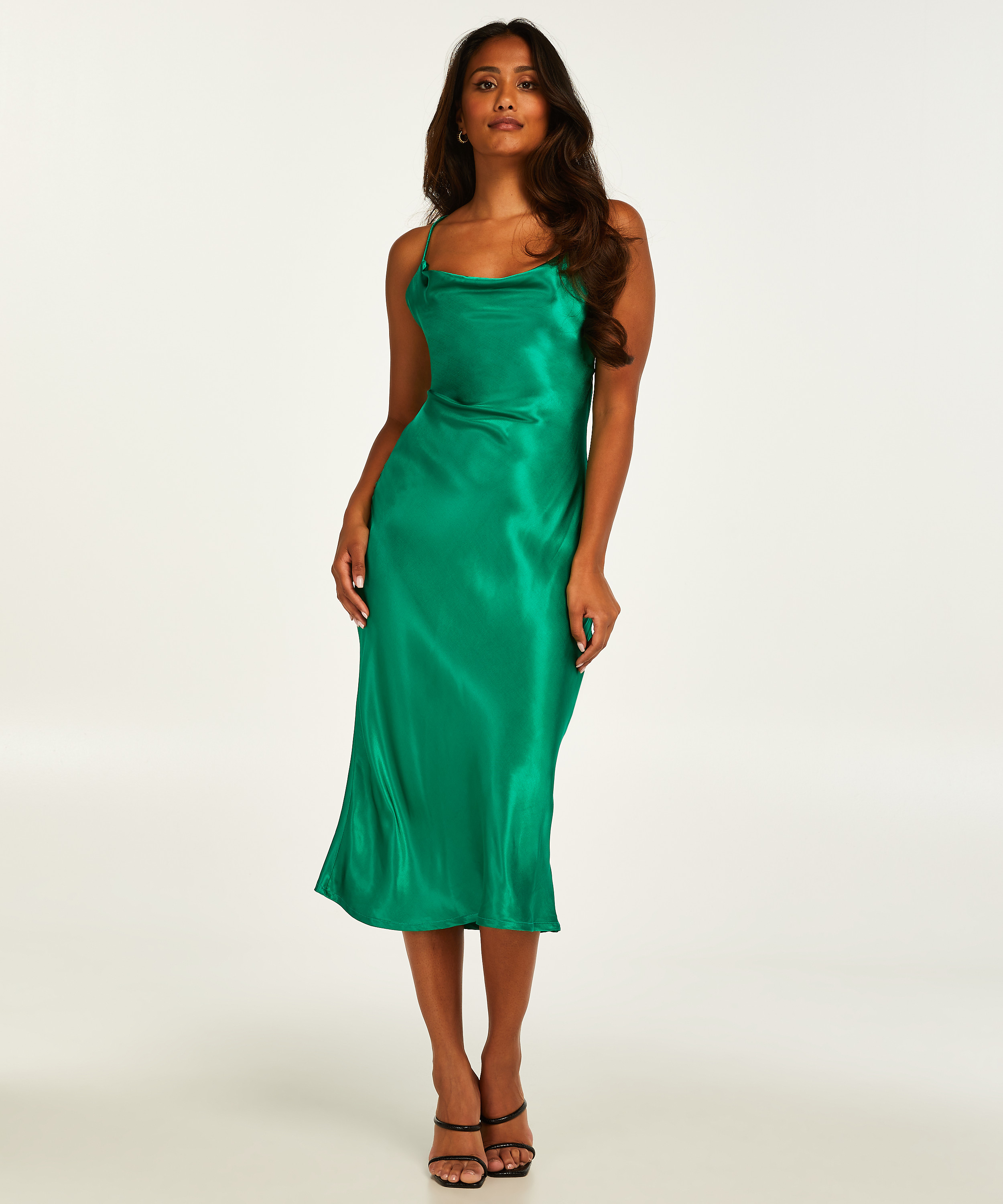 Robe midi Satin, Vert, main