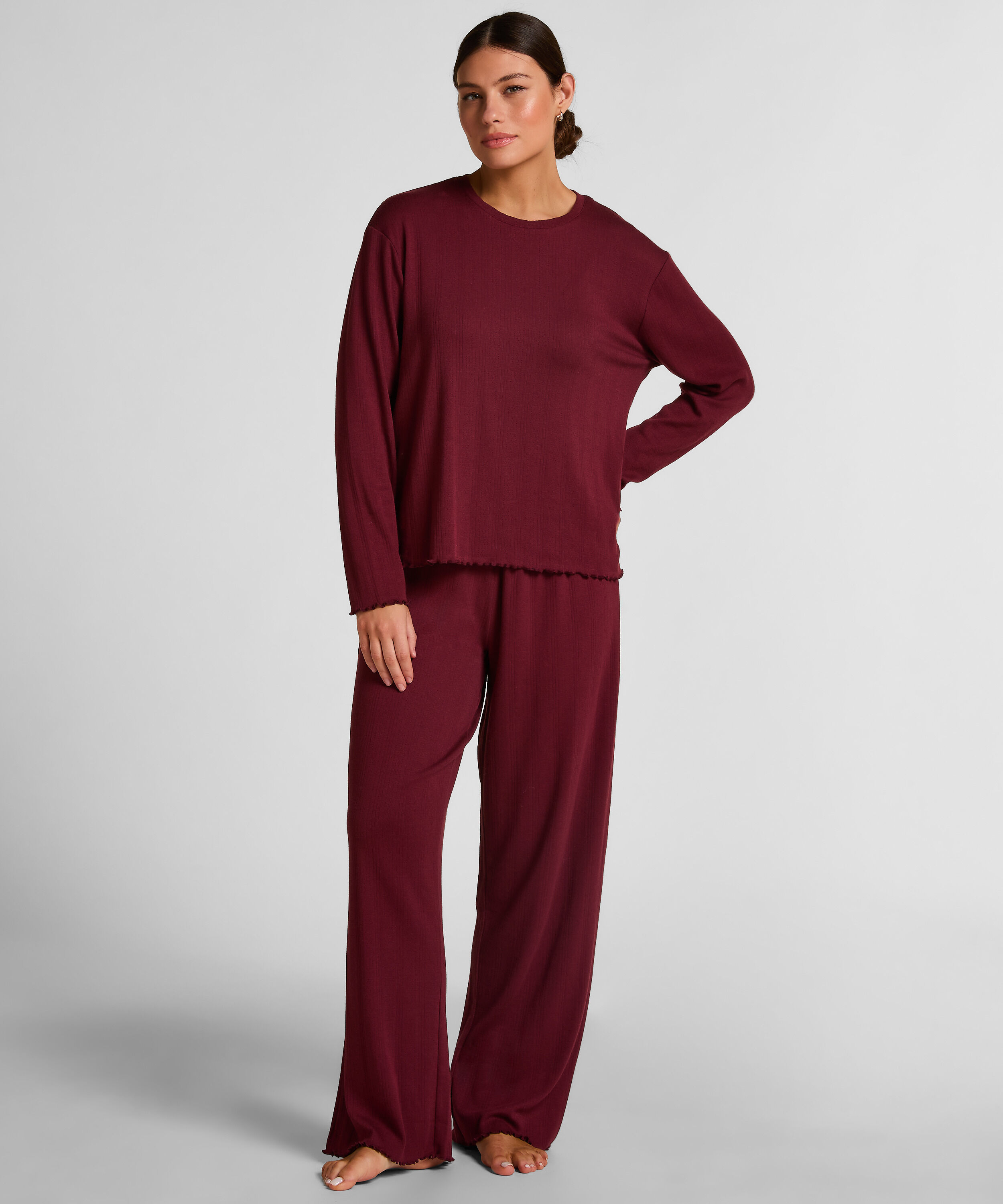 Pyjama Pant Loose Pointelle, Rouge