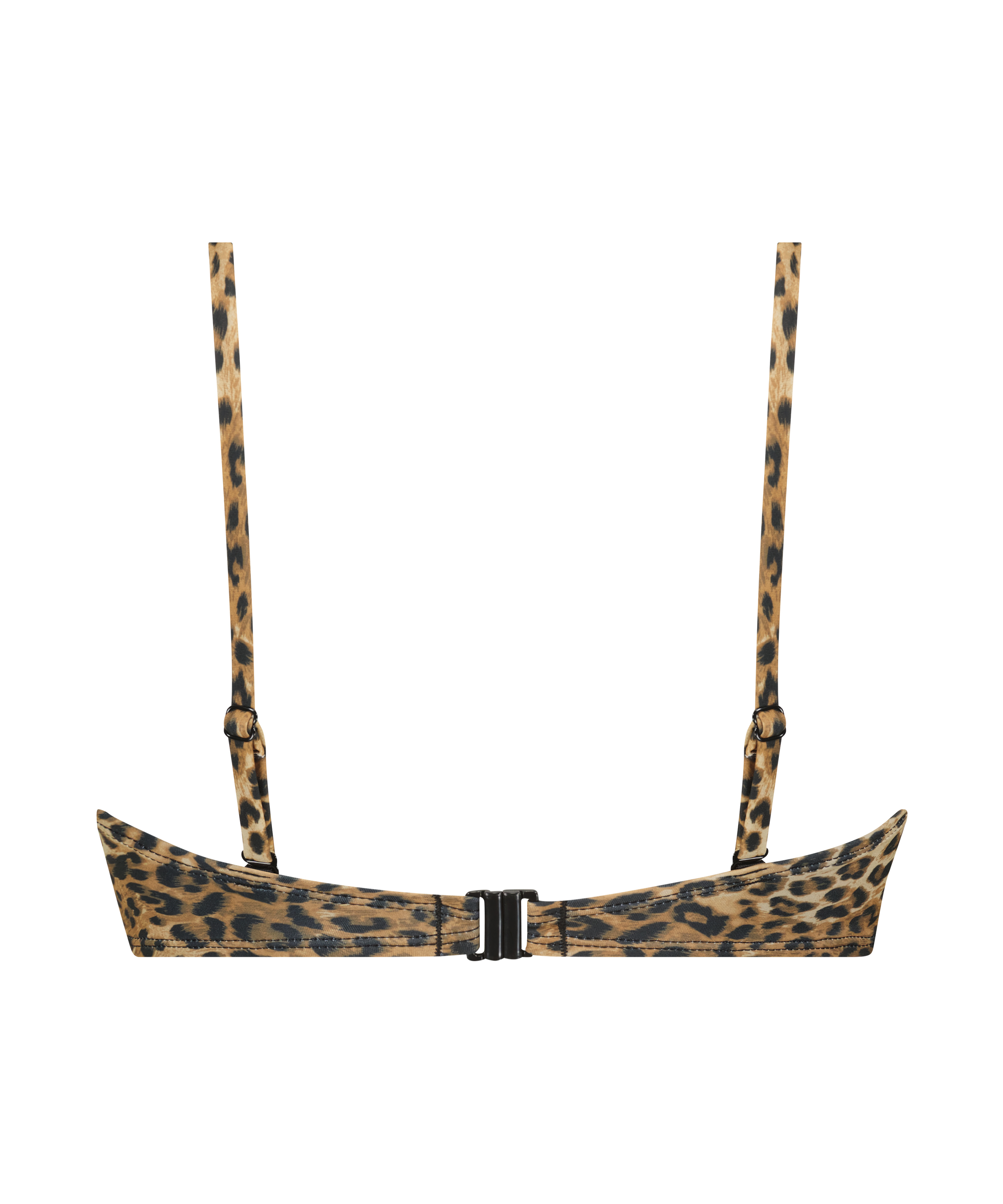 Haut de bikini push-up rembourré sans bretelles Leopard, Marron, main