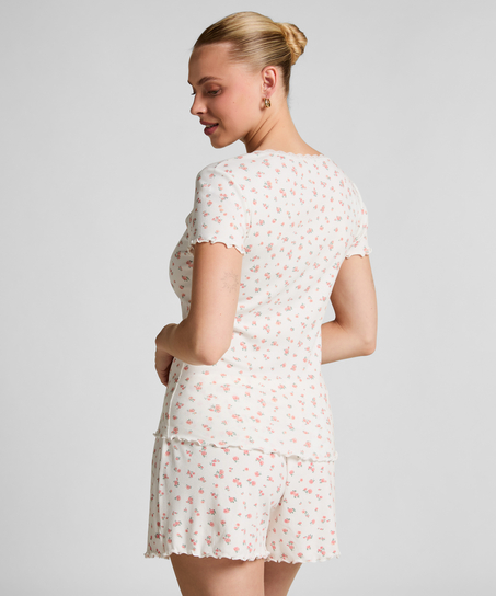 Short de pyjama côtelé, Blanc