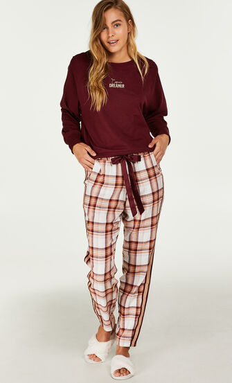 Pantalon de pijama &agrave; carreaux, Rouge