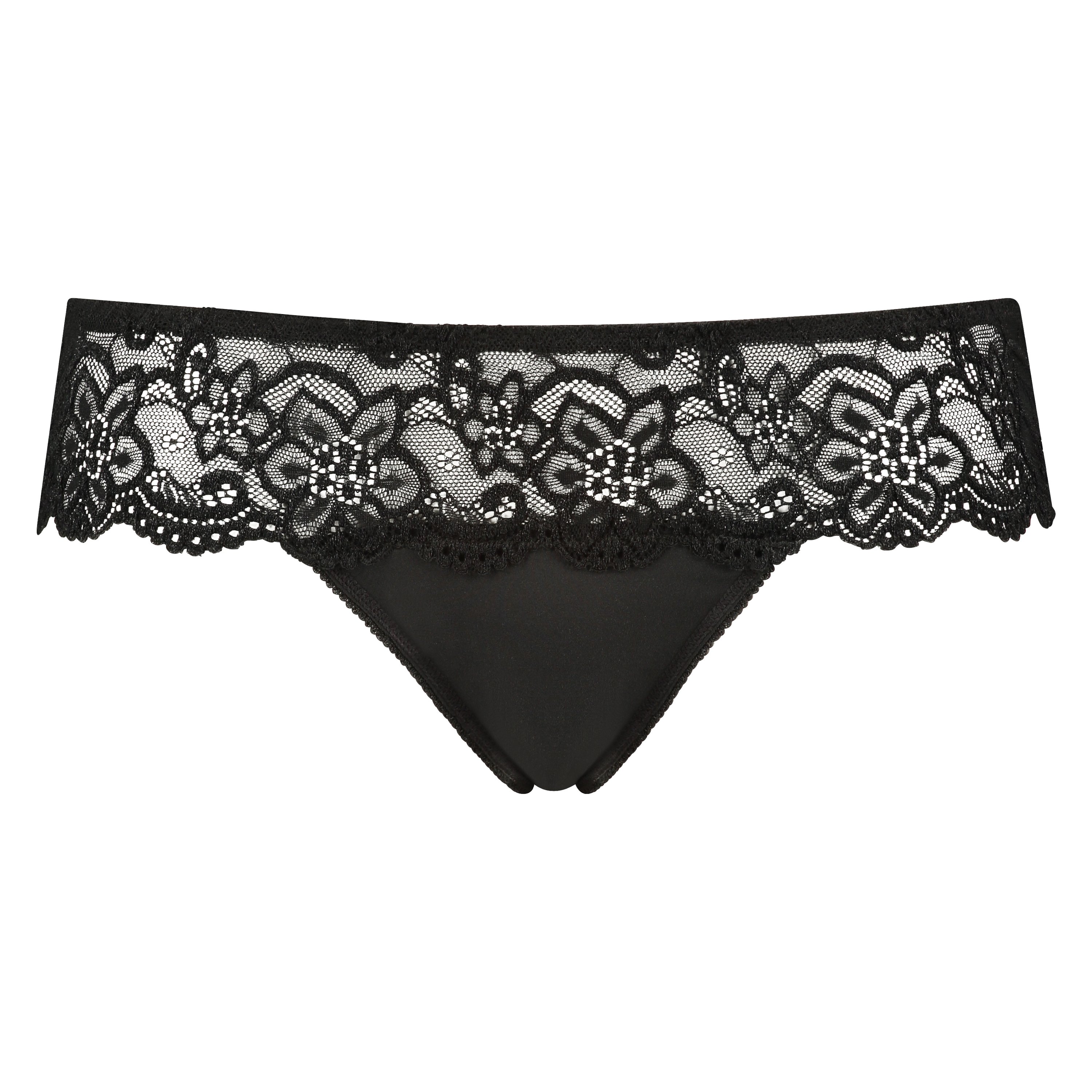 Boxer string Lace, Noir, main