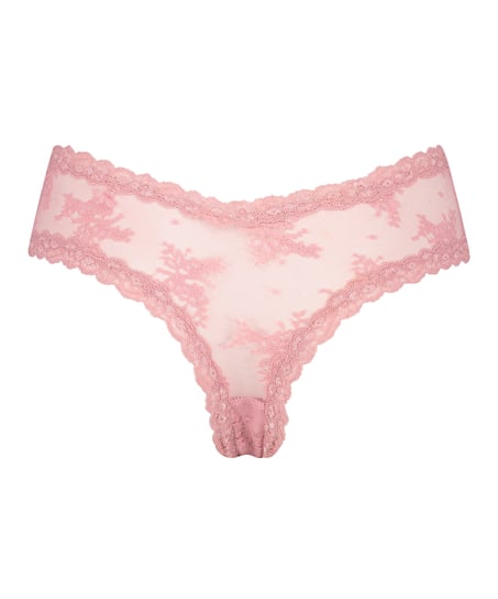 Slip br&eacute;silien V-shape Mesh, Rose