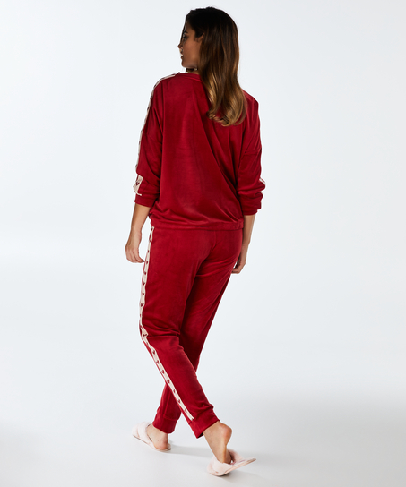 Jogging en velours avec des coeurs, Rouge