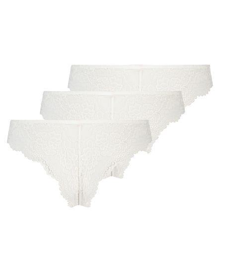 Lot de 3 slips brésiliens Chelsea, Blanc