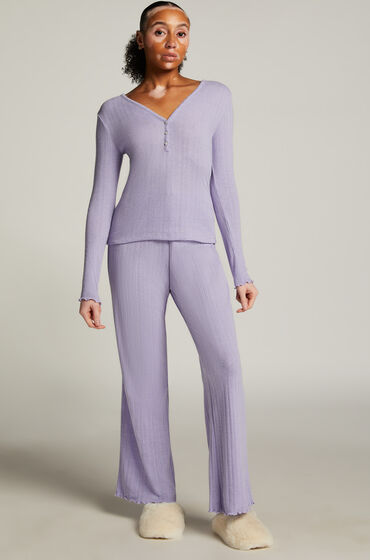hunkemöller pantalon de pyjama pointelle violet