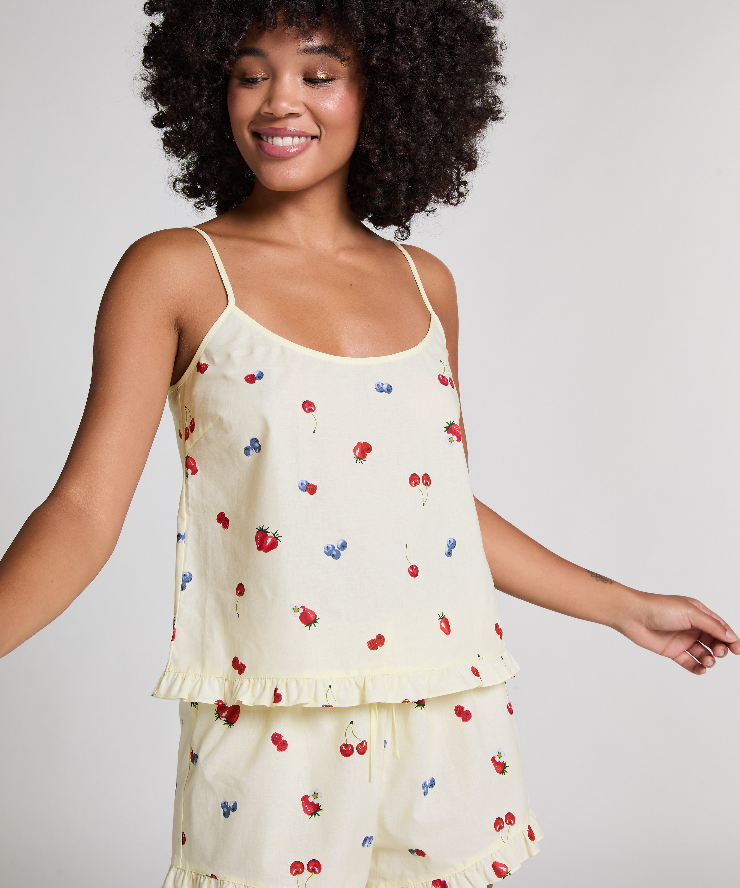 Cami tiss&eacute;, Jaune, main