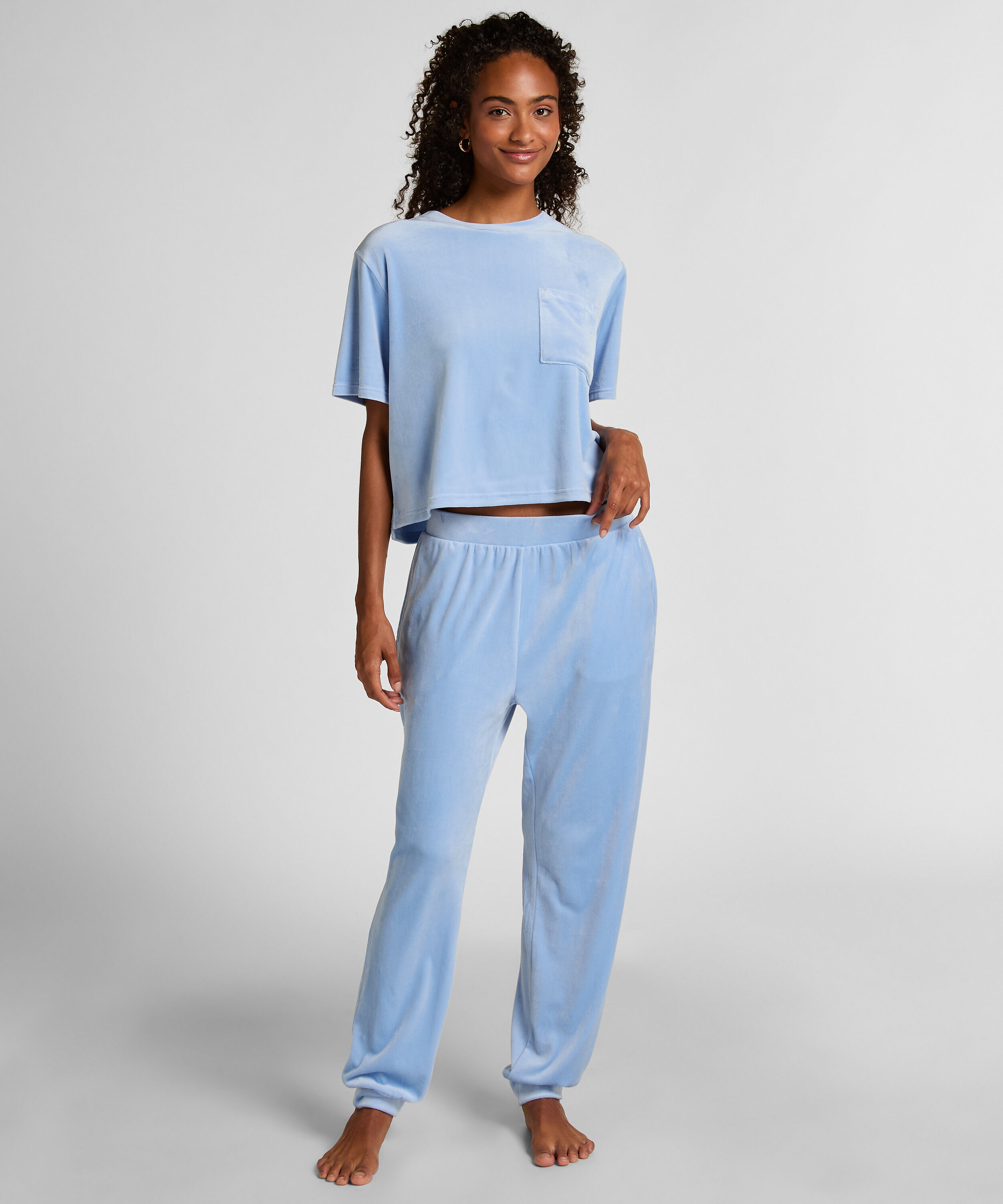 Pantalon de jogging Velours, Bleu