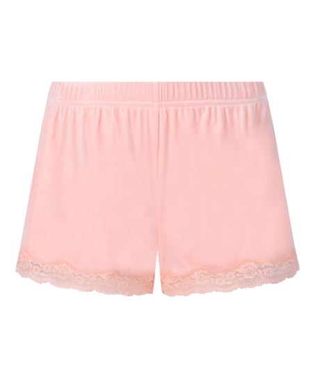 Short en velours à dentelle, Rose