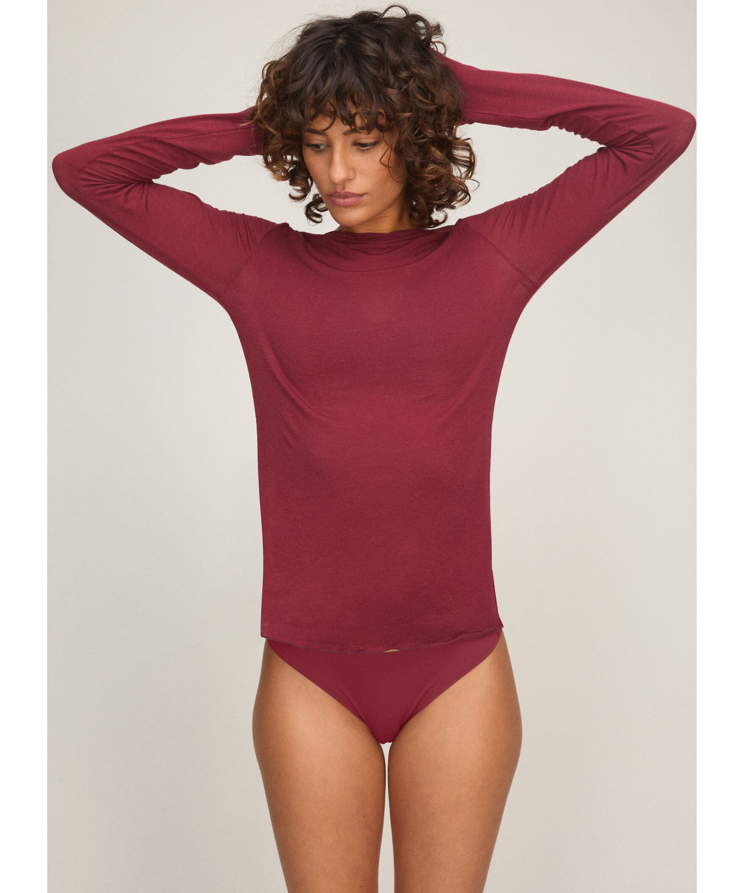 Haut avec cachemire à col bateau super soft, Rouge