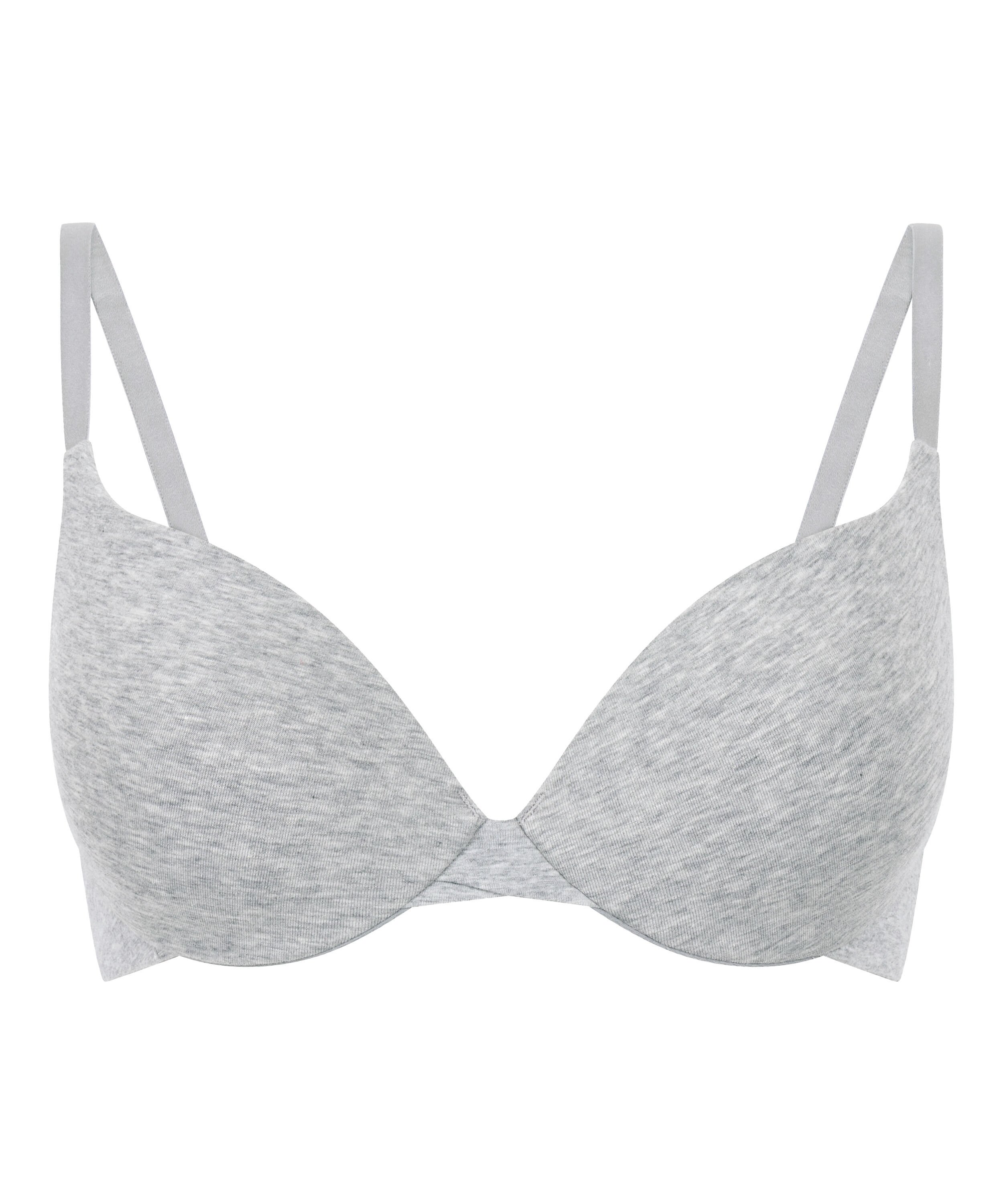Soutien-gorge &agrave; armatures rembourr&eacute; push-up en coton, Gris