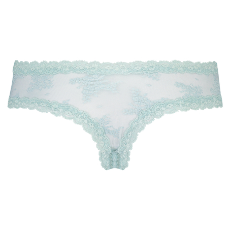 Slip brésilien V-shape Floral Mesh, Blanc