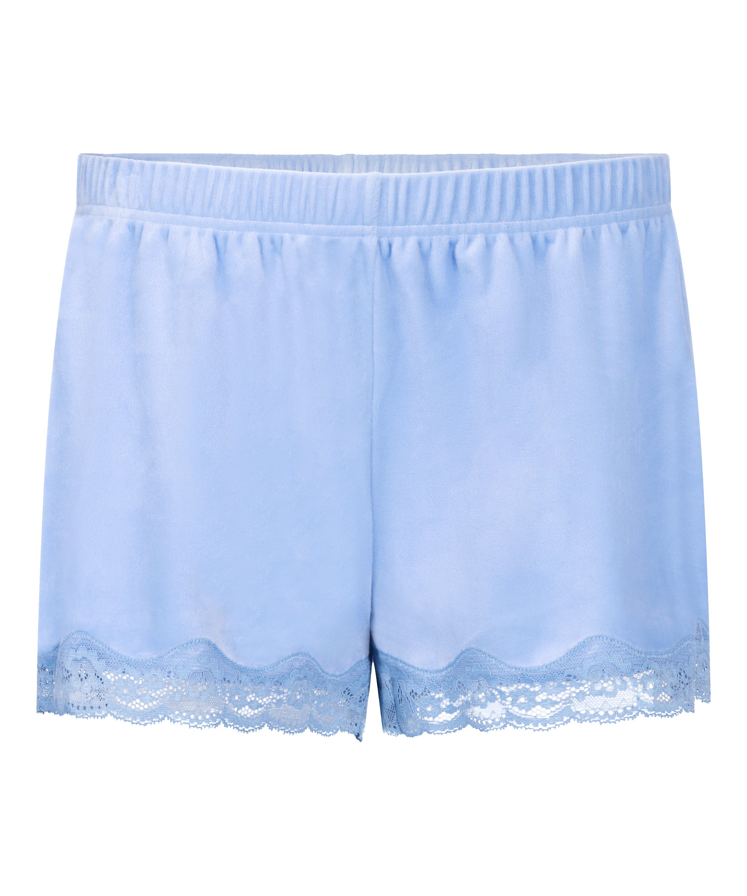 Short en velours à dentelle, Bleu, main
