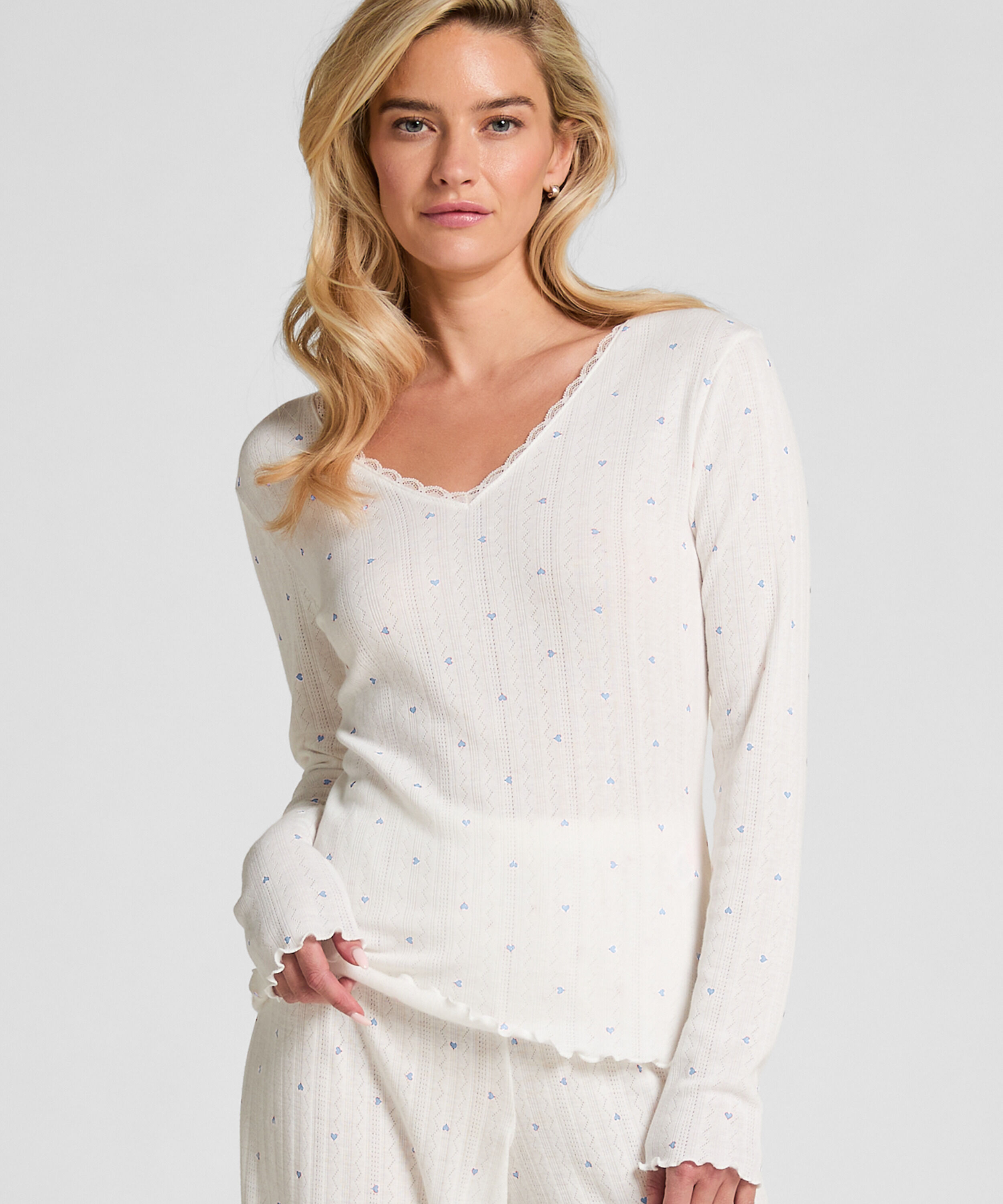 Haut de pyjama Pointelle, Bleu