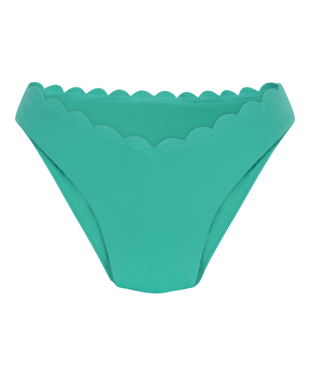 Slip de Bikini Échancrés Scallop, Vert
