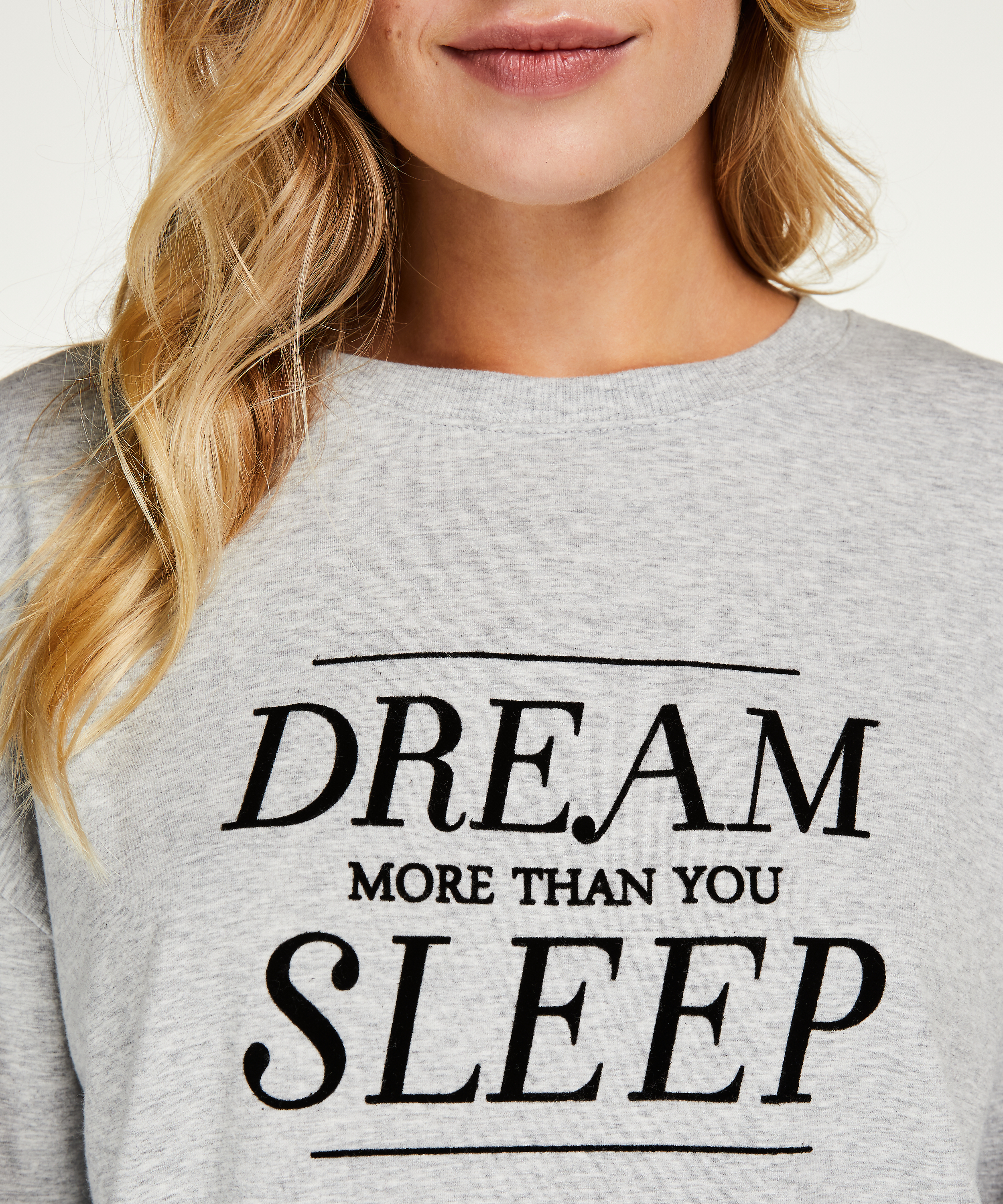 Chemise de nuit manches longues, Gris, main