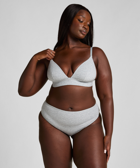 Culotte brésilienne jambe haute coton, Gris