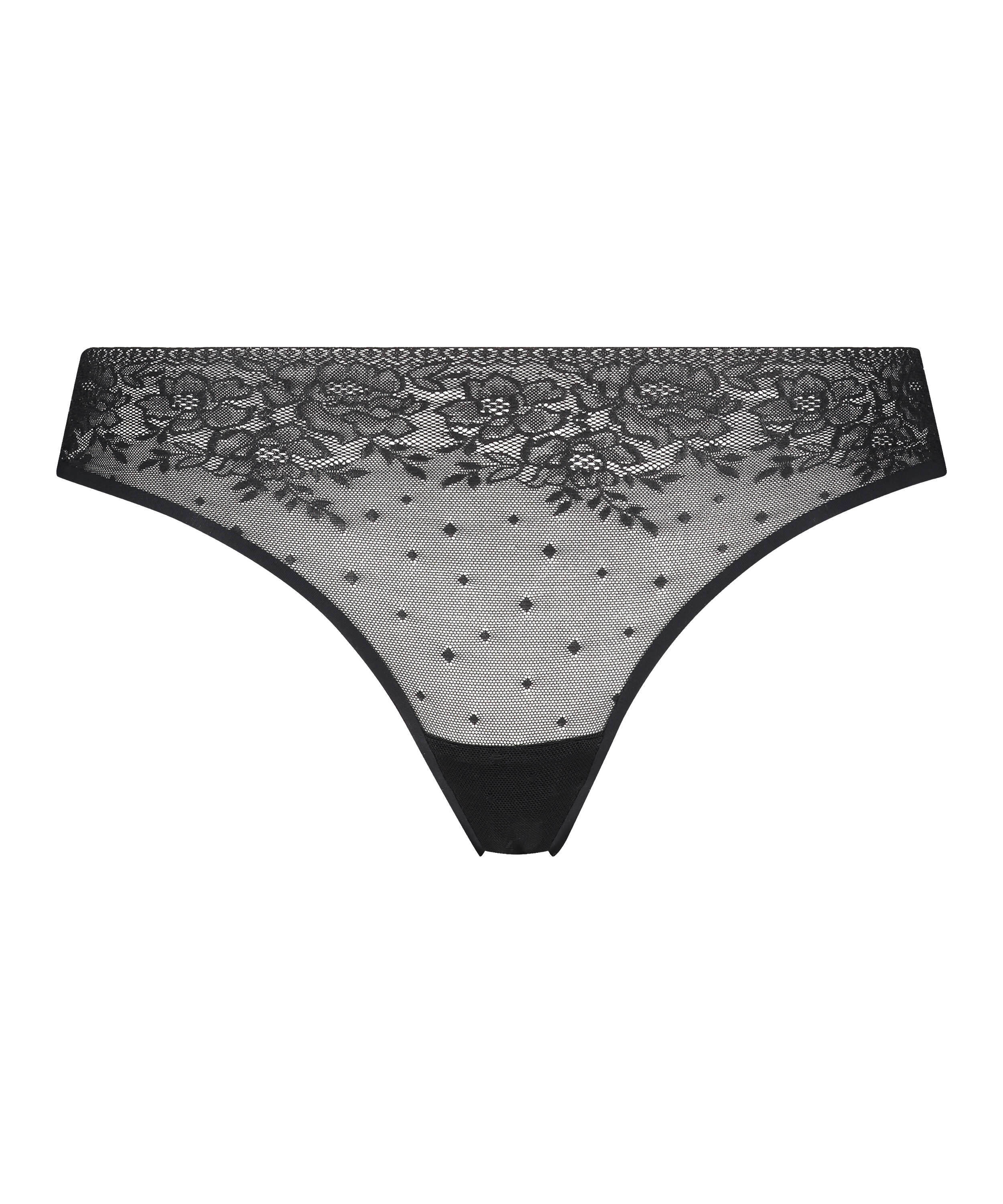 String sans coutures Allover Lace (tout en dentelle), Noir, main